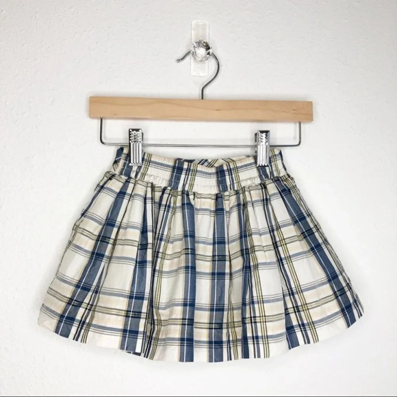 Janie and Jack skirt ivory & blue plaid silk blend size 6-12 months - Picture 2 of 9